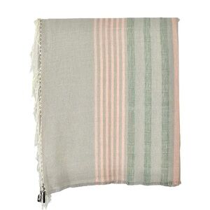 NWT Emporio Armani Gray Green Pink Cotton Linen Lightweight Scarf Wrap Shawl